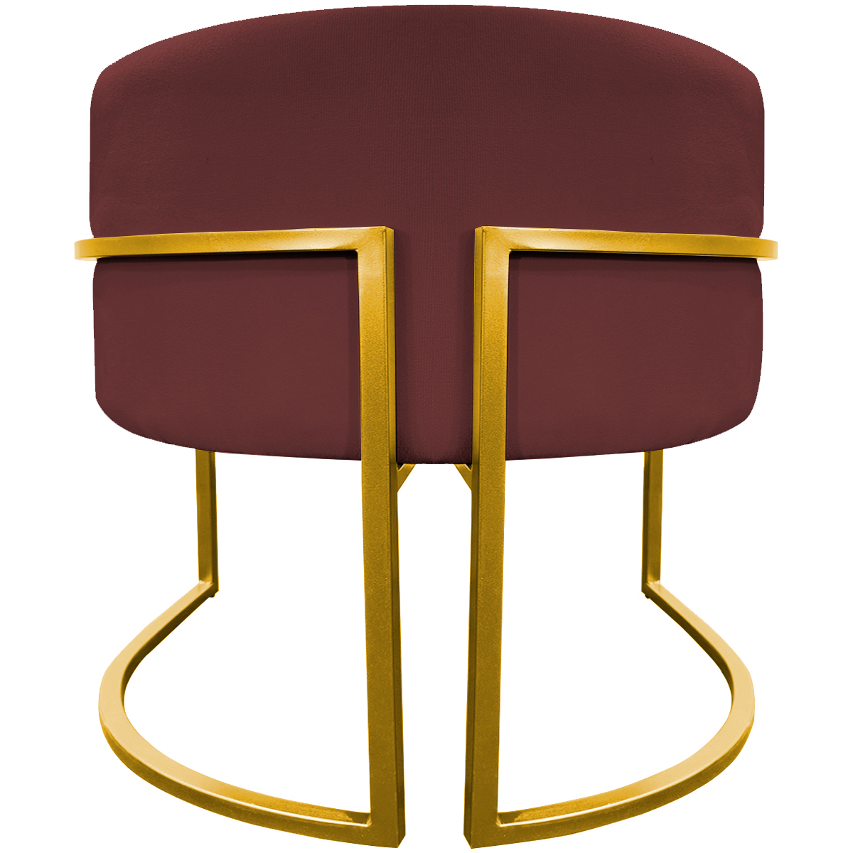 Poltrona Decorativa Para Sala Recepção Manicure Escritório Luna Suede Bordô Base de Ferro Dourado