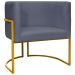 Poltrona Decorativa Para Sala Recepção Manicure Escritório Luna Suede Cinza Base de Ferro Dourado
