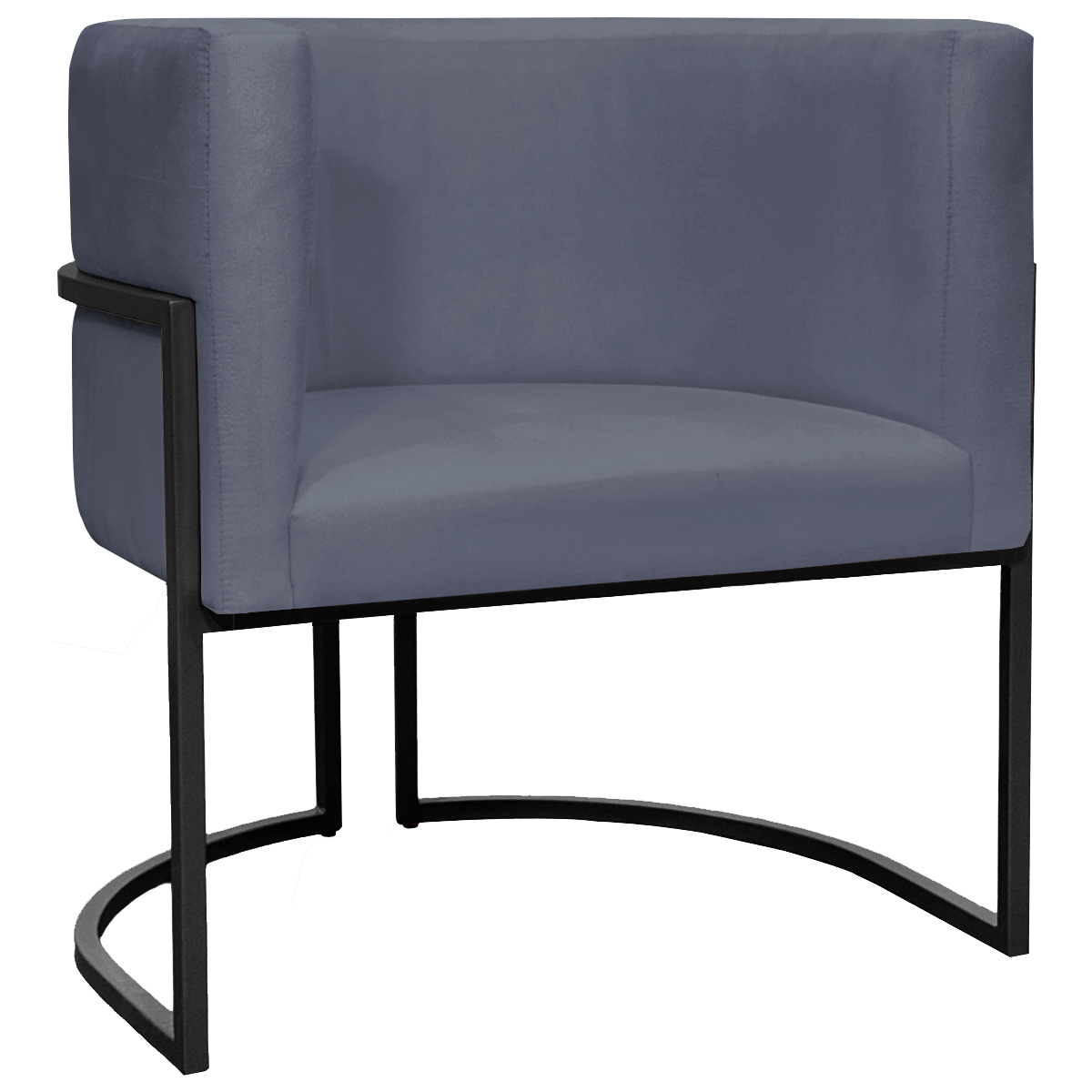 Poltrona Decorativa Para Sala Recepção Manicure Escritório Luna Suede Cinza Base de Ferro Preto