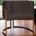 Poltrona Decorativa Para Sala Recepção Manicure Escritório Luna Suede Marrom Base de Ferro Bronze