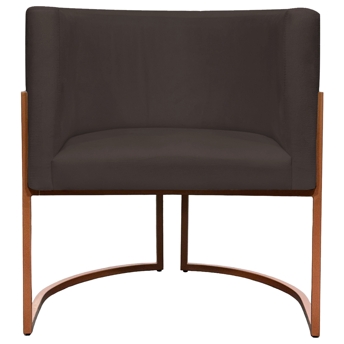 Poltrona Decorativa Para Sala Recepção Manicure Escritório Luna Suede Marrom Base de Ferro Bronze