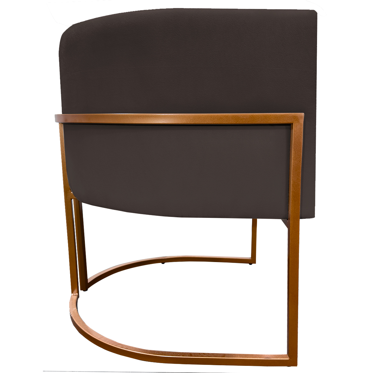 Poltrona Decorativa Para Sala Recepção Manicure Escritório Luna Suede Marrom Base de Ferro Bronze