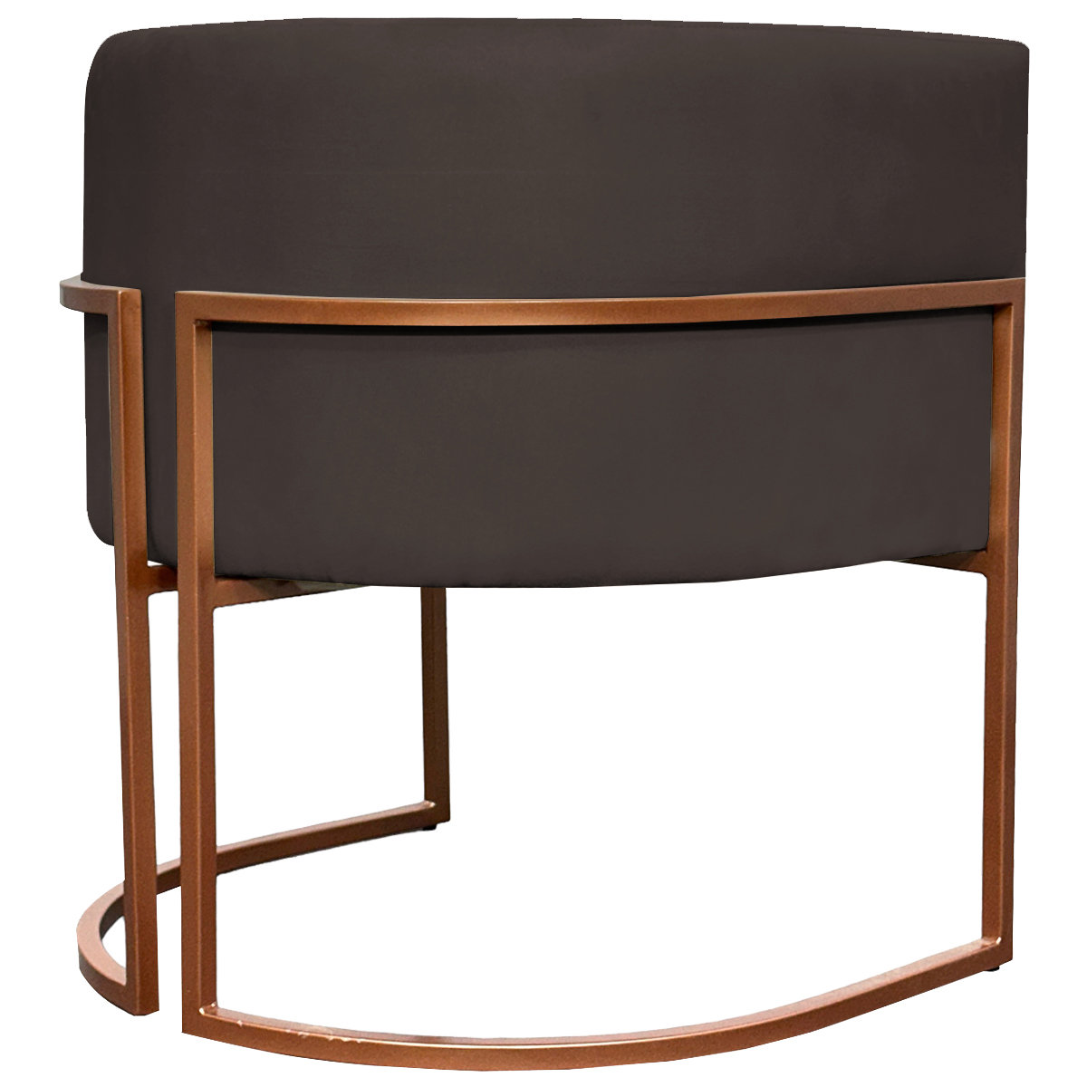 Poltrona Decorativa Para Sala Recepção Manicure Escritório Luna Suede Marrom Base de Ferro Bronze