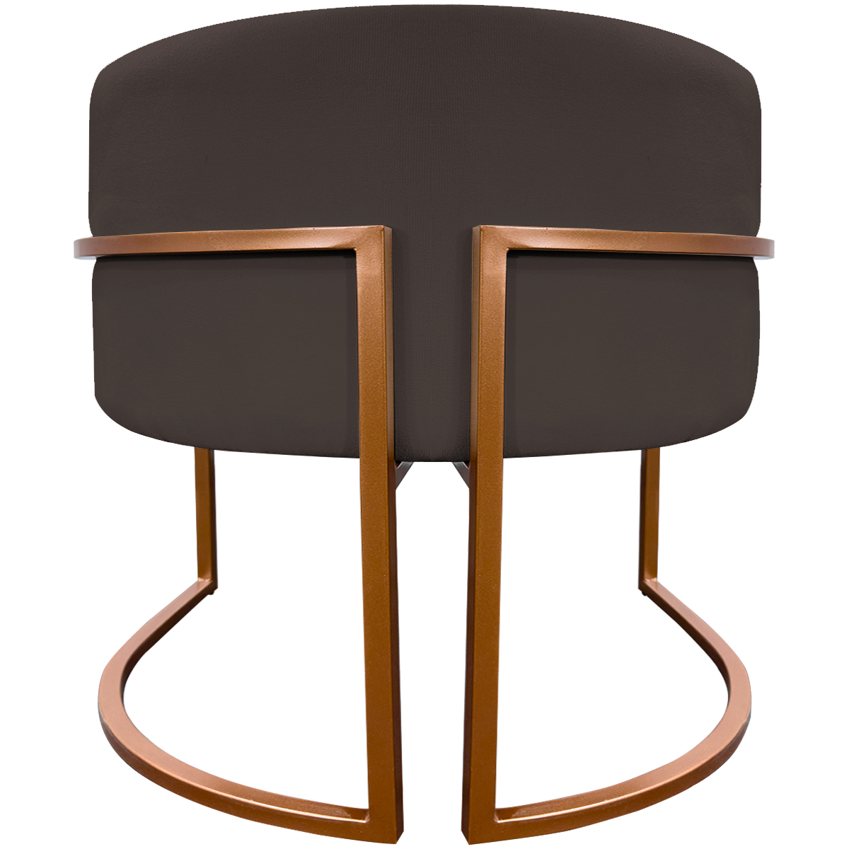 Poltrona Decorativa Para Sala Recepção Manicure Escritório Luna Suede Marrom Base de Ferro Bronze
