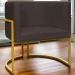 Poltrona Decorativa Para Sala Recepção Manicure Escritório Luna Suede Marrom Base de Ferro Dourado