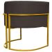 Poltrona Decorativa Para Sala Recepção Manicure Escritório Luna Suede Marrom Base de Ferro Dourado