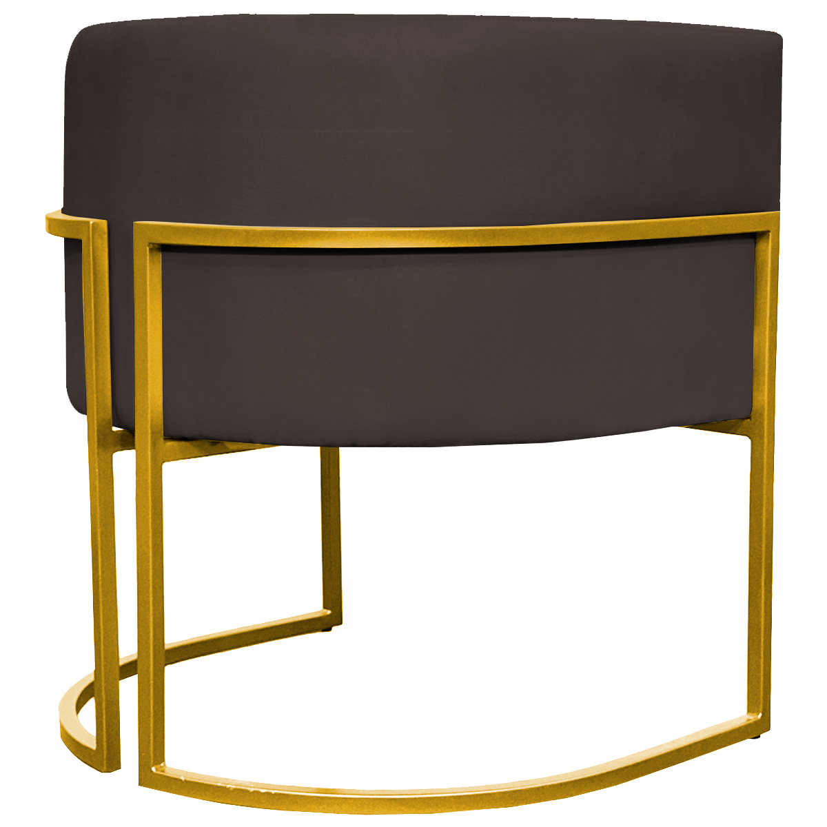 Poltrona Decorativa Para Sala Recepção Manicure Escritório Luna Suede Marrom Base de Ferro Dourado
