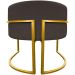 Poltrona Decorativa Para Sala Recepção Manicure Escritório Luna Suede Marrom Base de Ferro Dourado
