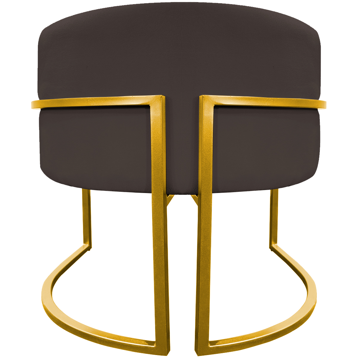 Poltrona Decorativa Para Sala Recepção Manicure Escritório Luna Suede Marrom Base de Ferro Dourado