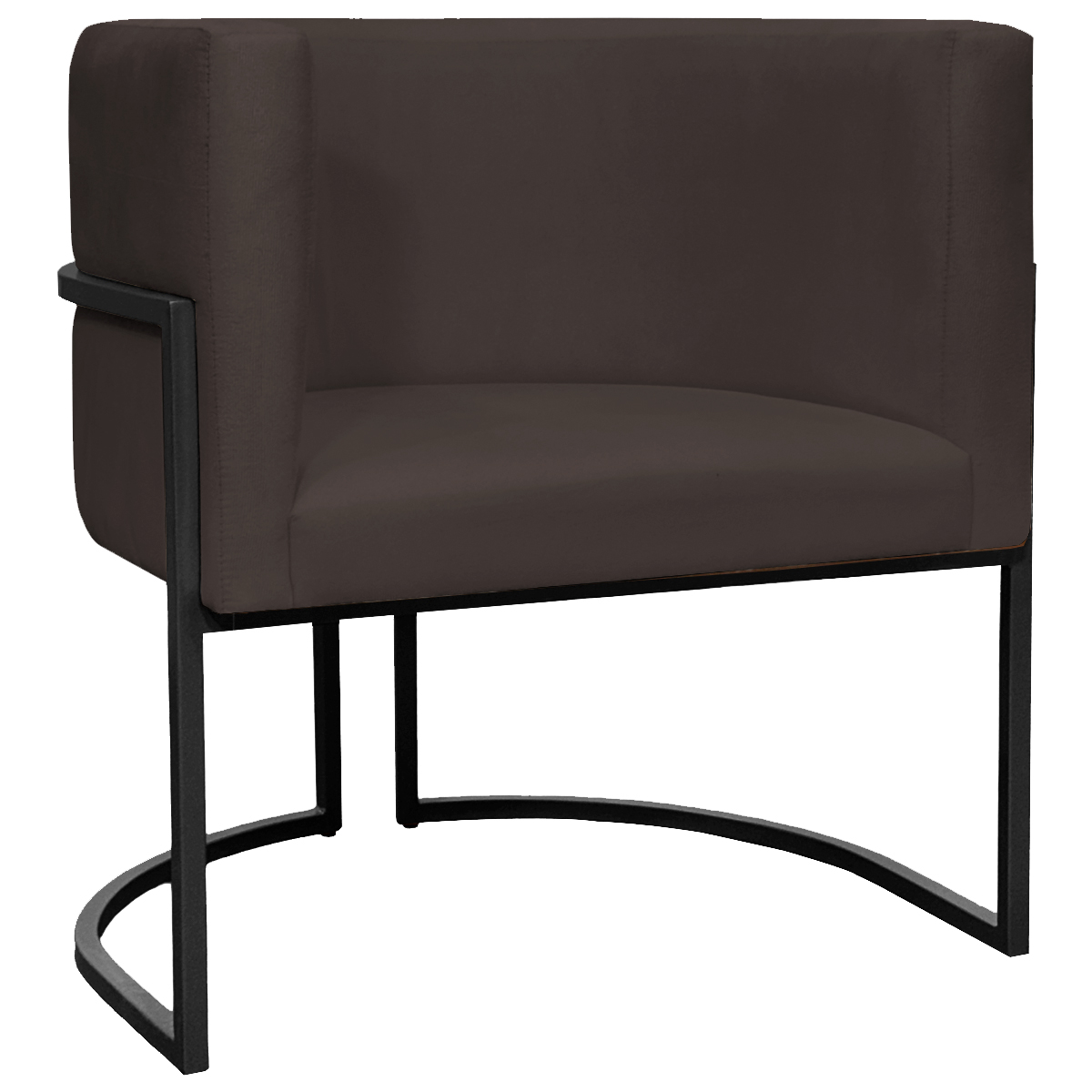 Poltrona Decorativa Para Sala Recepção Manicure Escritório Luna Suede Marrom Base de Ferro Preto