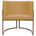 Poltrona Decorativa Para Sala Recepção Manicure Escritório Luna Suede Mostarda Base de Ferro Bronze