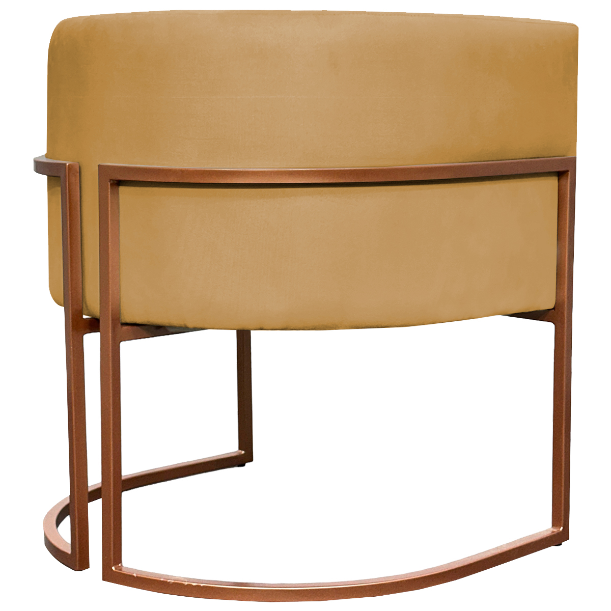 Poltrona Decorativa Para Sala Recepção Manicure Escritório Luna Suede Mostarda Base de Ferro Bronze