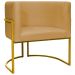 Poltrona Decorativa Para Sala Recepção Manicure Escritório Luna Suede Mostarda Base de Ferro Dourado