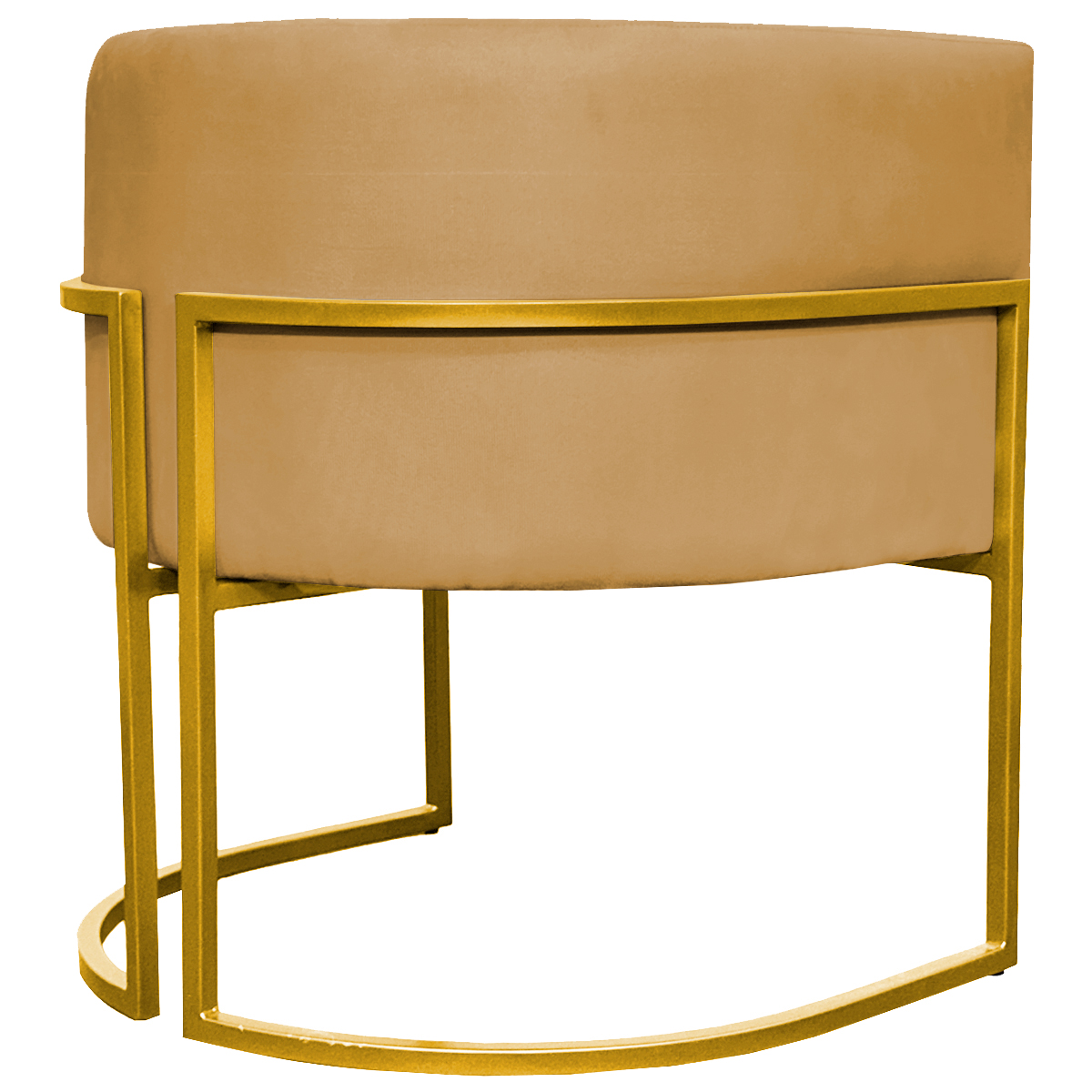 Poltrona Decorativa Para Sala Recepção Manicure Escritório Luna Suede Mostarda Base de Ferro Dourado