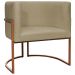 Poltrona Decorativa Para Sala Recepção Manicure Escritório Luna Suede Nude Base de Ferro Bronze