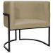 Poltrona Decorativa Para Sala Recepção Manicure Escritório Luna Suede Nude Base de Ferro Preto
