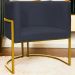 Poltrona Decorativa Para Sala Recepção Manicure Escritório Luna Suede Preto Base de Ferro Dourado