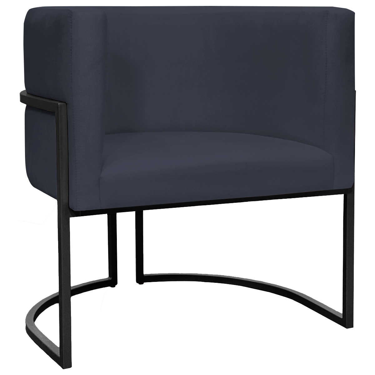 Poltrona Decorativa Para Sala Recepção Manicure Escritório Luna Suede Preto Base de Ferro Preto