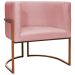 Poltrona Decorativa Para Sala Recepção Manicure Escritório Luna Suede Rosê Base de Ferro Bronze