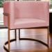Poltrona Decorativa Para Sala Recepção Manicure Escritório Luna Suede Rosê Base de Ferro Bronze