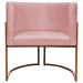 Poltrona Decorativa Para Sala Recepção Manicure Escritório Luna Suede Rosê Base de Ferro Bronze