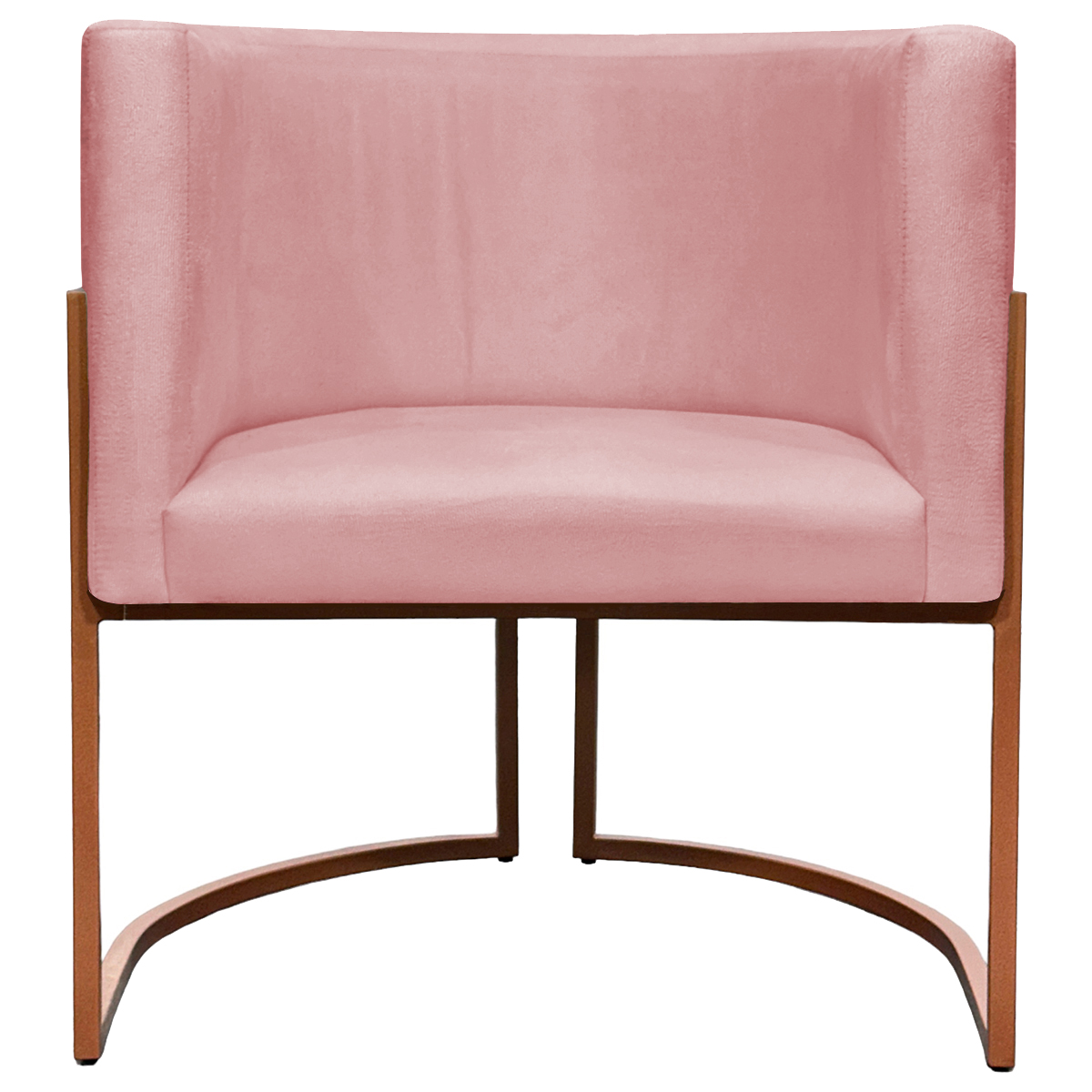 Poltrona Decorativa Para Sala Recepção Manicure Escritório Luna Suede Rosê Base de Ferro Bronze
