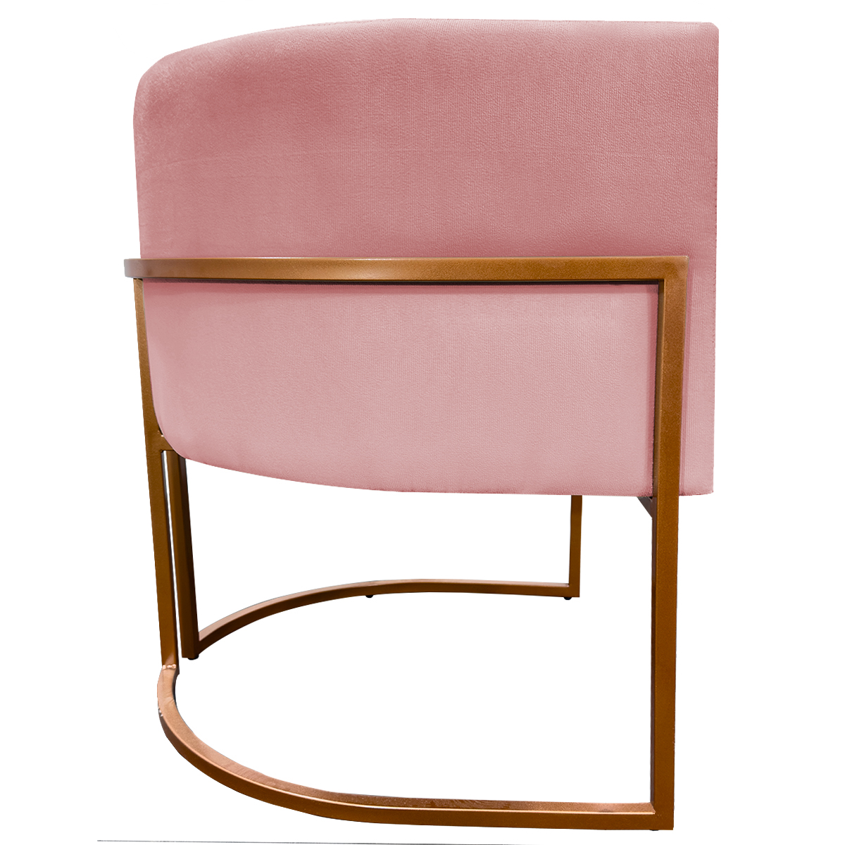 Poltrona Decorativa Para Sala Recepção Manicure Escritório Luna Suede Rosê Base de Ferro Bronze