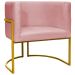 Poltrona Decorativa Para Sala Recepção Manicure Escritório Luna Suede Rosê Base de Ferro Dourado