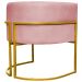 Poltrona Decorativa Para Sala Recepção Manicure Escritório Luna Suede Rosê Base de Ferro Dourado