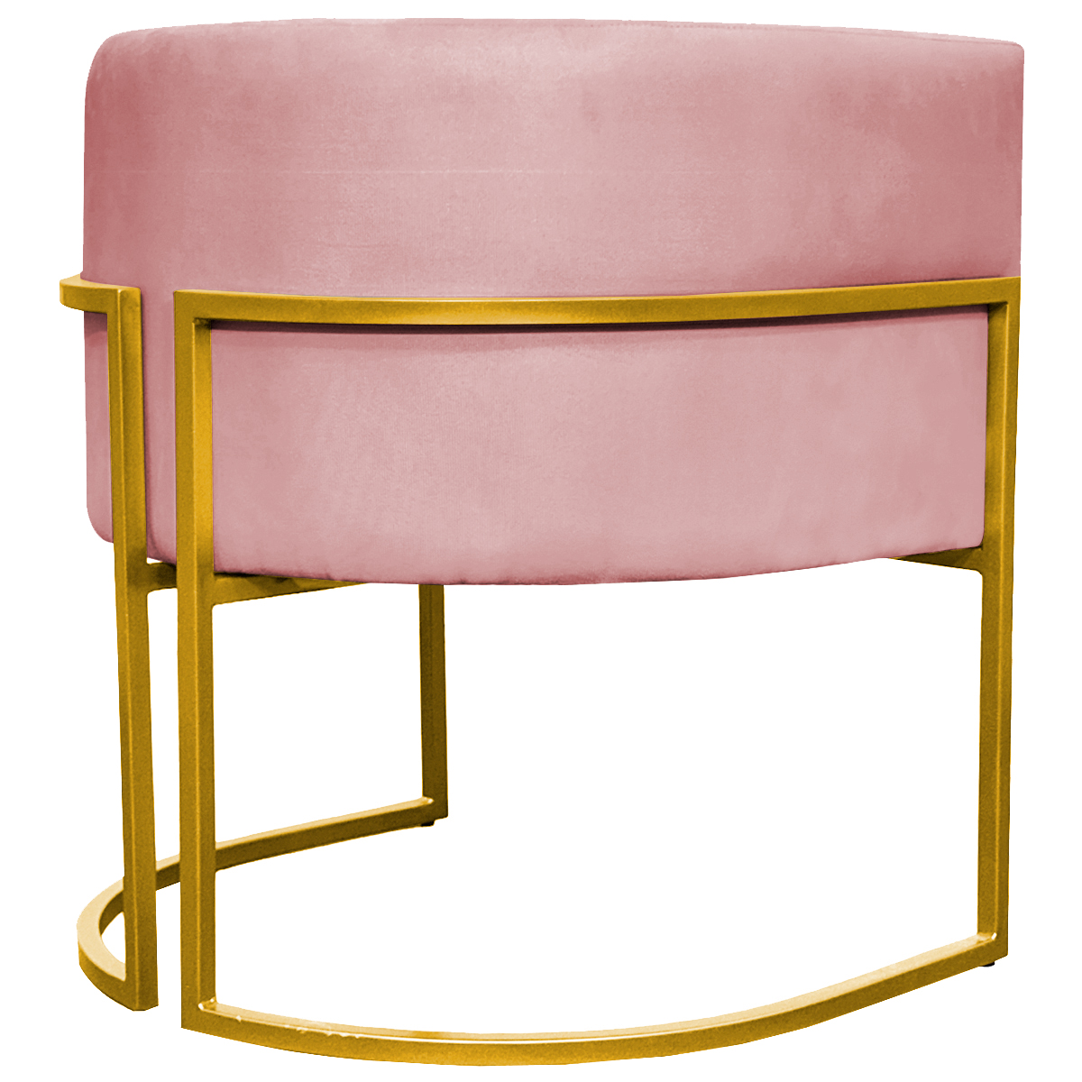 Poltrona Decorativa Para Sala Recepção Manicure Escritório Luna Suede Rosê Base de Ferro Dourado