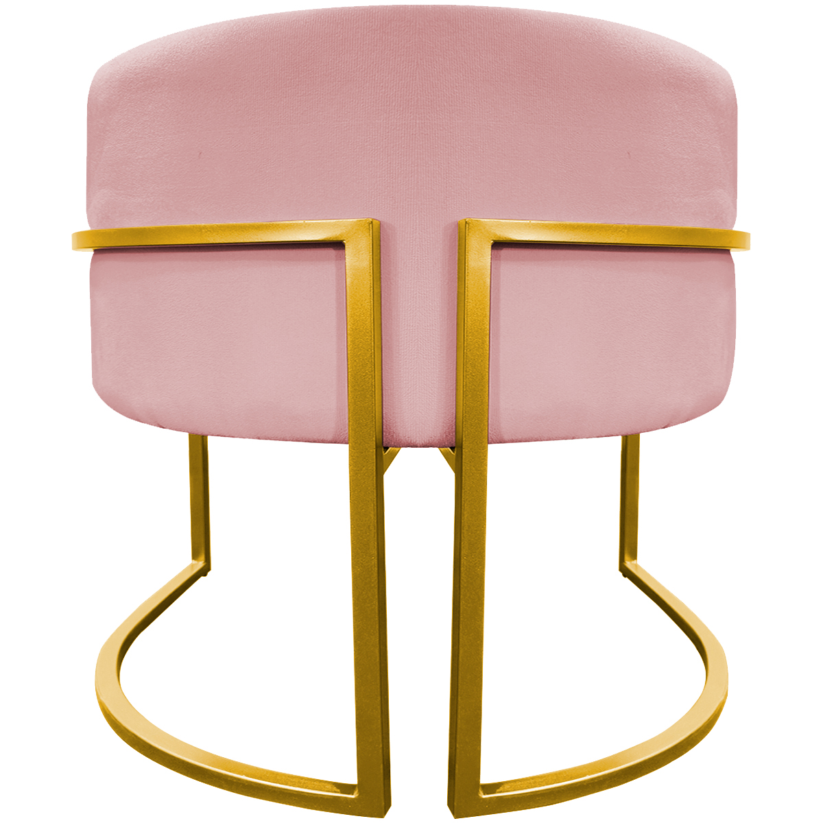 Poltrona Decorativa Para Sala Recepção Manicure Escritório Luna Suede Rosê Base de Ferro Dourado