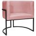 Poltrona Decorativa Para Sala Recepção Manicure Escritório Luna Suede Rosê Base de Ferro Preto