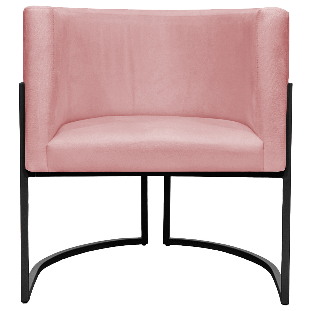 Poltrona Decorativa Para Sala Recepção Manicure Escritório Luna Suede Rosê Base de Ferro Preto