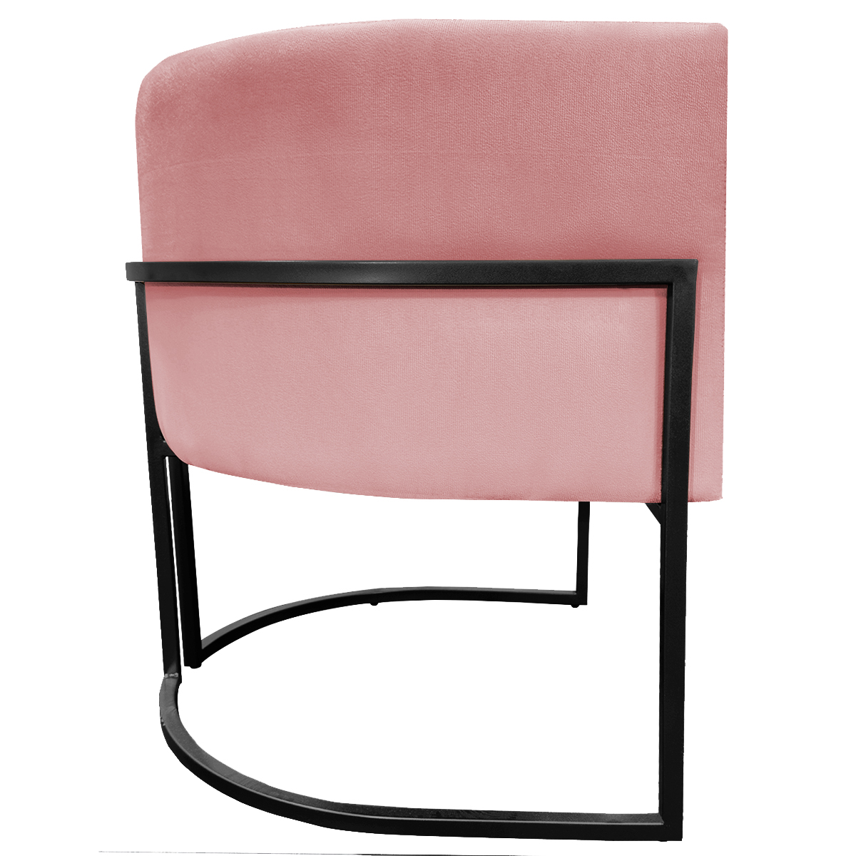 Poltrona Decorativa Para Sala Recepção Manicure Escritório Luna Suede Rosê Base de Ferro Preto