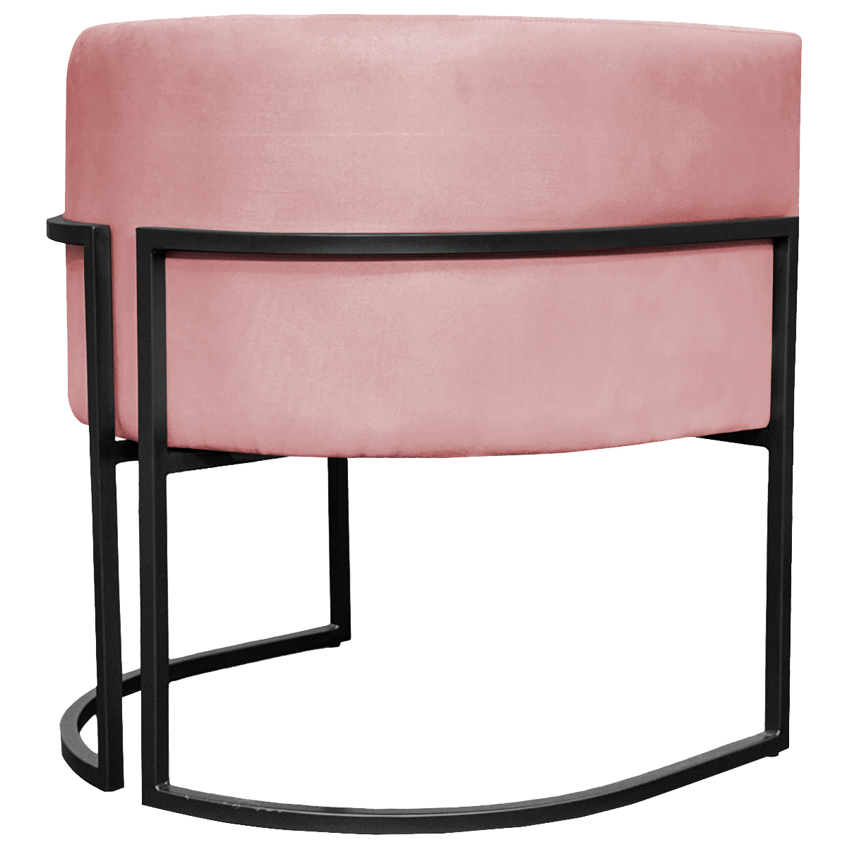 Poltrona Decorativa Para Sala Recepção Manicure Escritório Luna Suede Rosê Base de Ferro Preto
