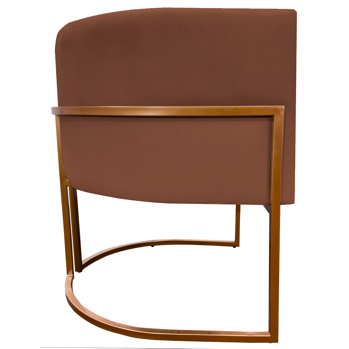 Poltrona Decorativa Para Sala Recepção Manicure Escritório Luna Suede Terracota Base de Ferro Bronze