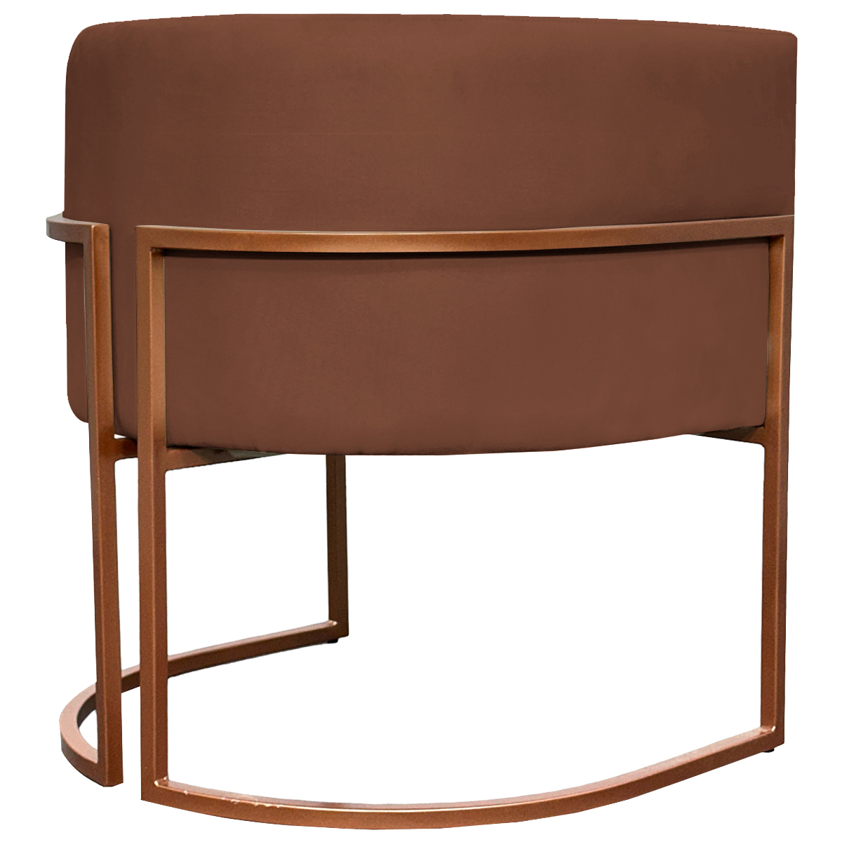 Poltrona Decorativa Para Sala Recepção Manicure Escritório Luna Suede Terracota Base de Ferro Bronze