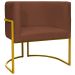 Poltrona Decorativa Para Sala Recepção Manicure Escritório Luna Suede Terracota Base de Ferro Dourado