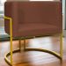 Poltrona Decorativa Para Sala Recepção Manicure Escritório Luna Suede Terracota Base de Ferro Dourado