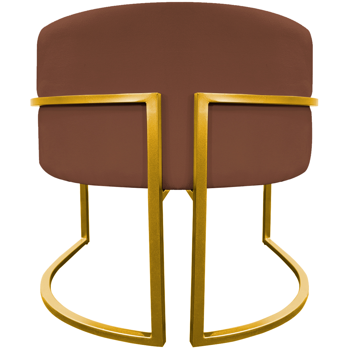 Poltrona Decorativa Para Sala Recepção Manicure Escritório Luna Suede Terracota Base de Ferro Dourado