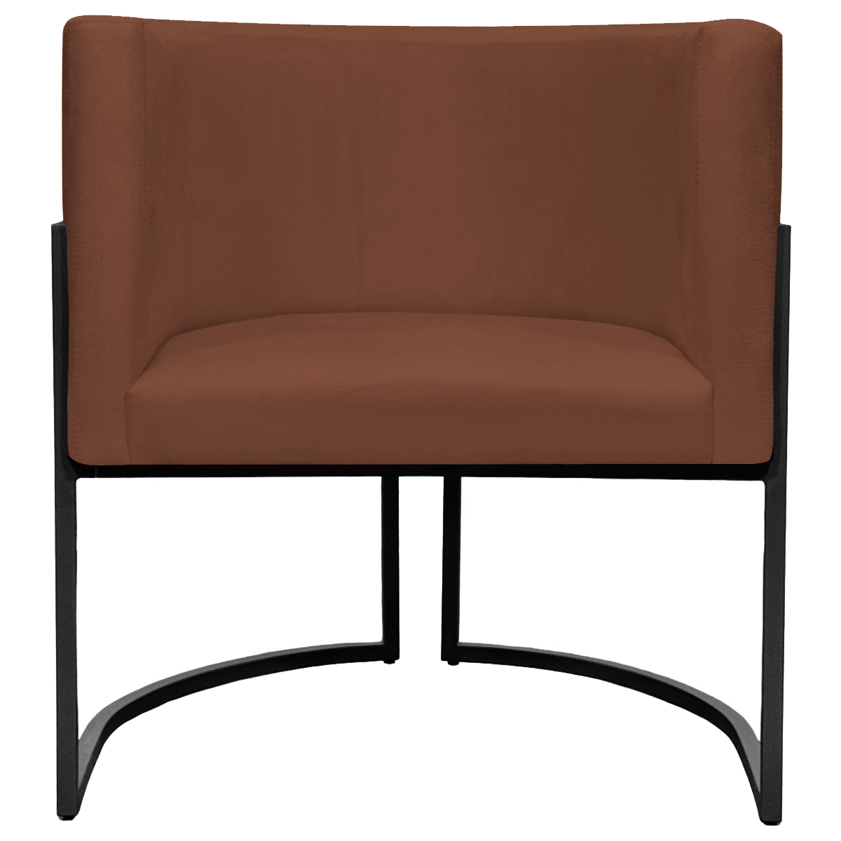 Poltrona Decorativa Para Sala Recepção Manicure Escritório Luna Suede Terracota Base de Ferro Preto