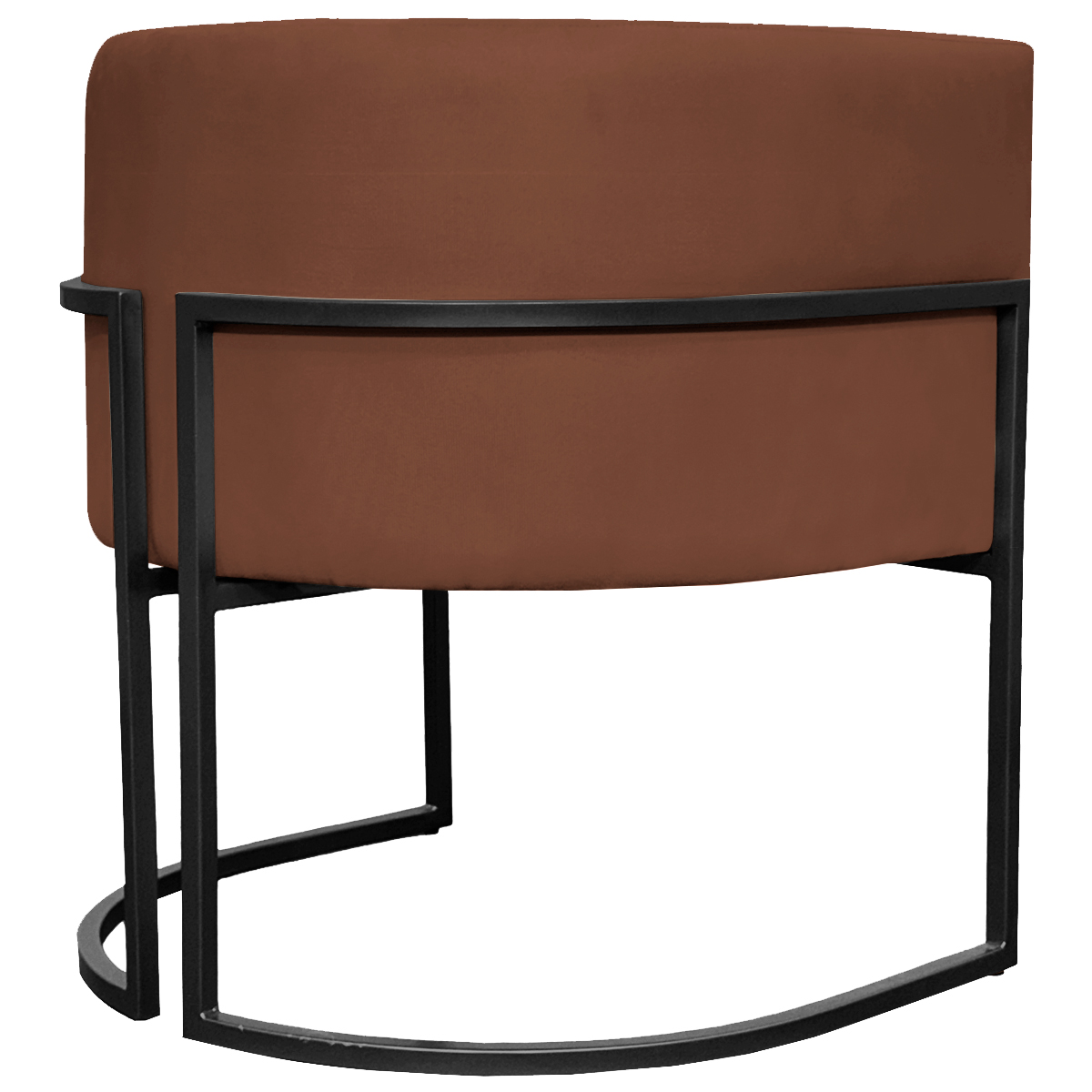 Poltrona Decorativa Para Sala Recepção Manicure Escritório Luna Suede Terracota Base de Ferro Preto