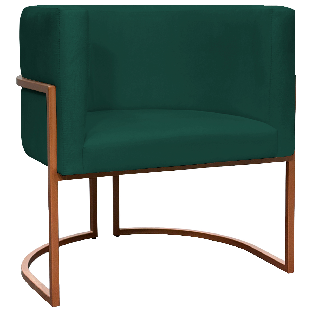 Poltrona Decorativa Para Sala Recepção Manicure Escritório Luna Suede Verde Base de Ferro Bronze