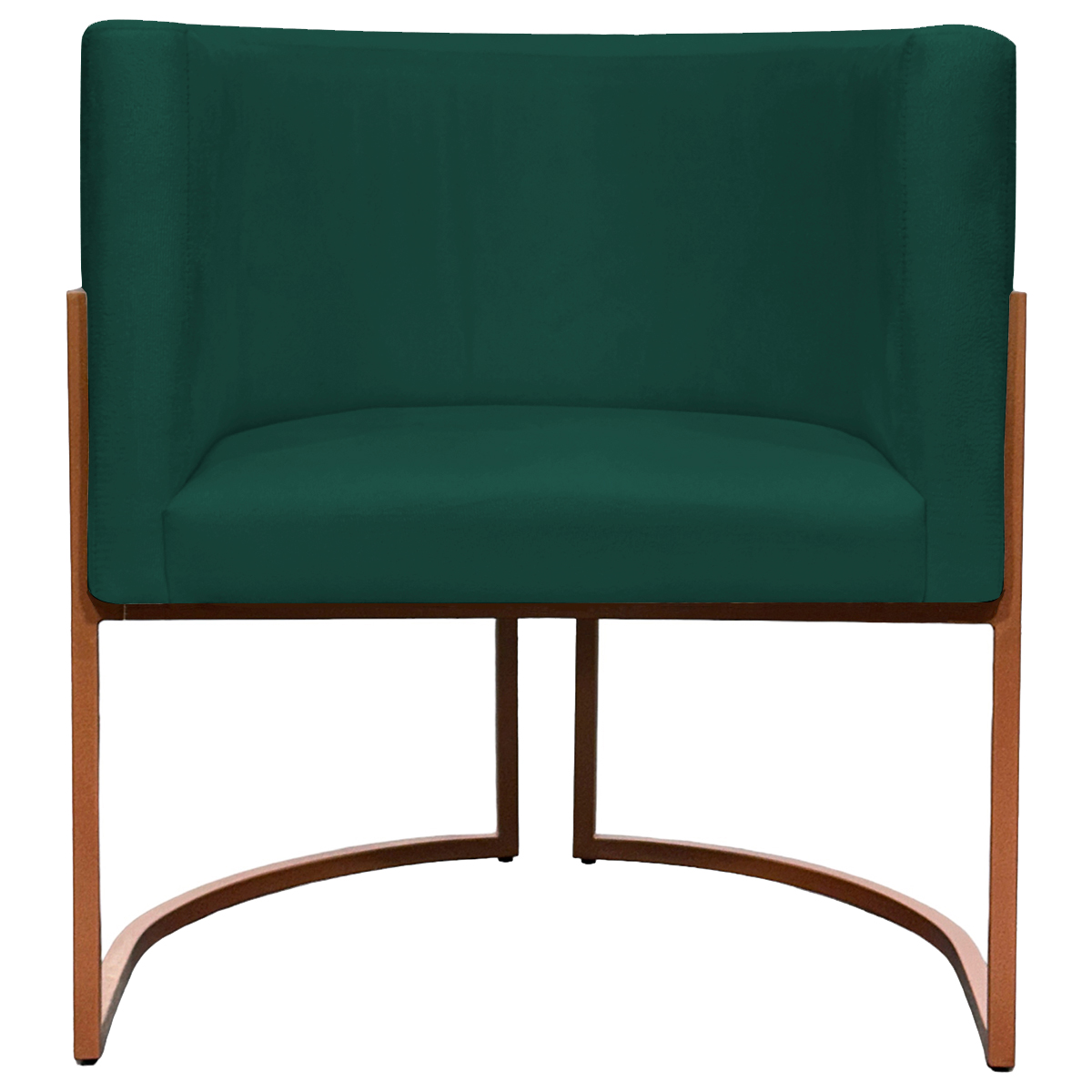 Poltrona Decorativa Para Sala Recepção Manicure Escritório Luna Suede Verde Base de Ferro Bronze