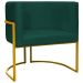 Poltrona Decorativa Para Sala Recepção Manicure Escritório Luna Suede Verde Base de Ferro Dourado
