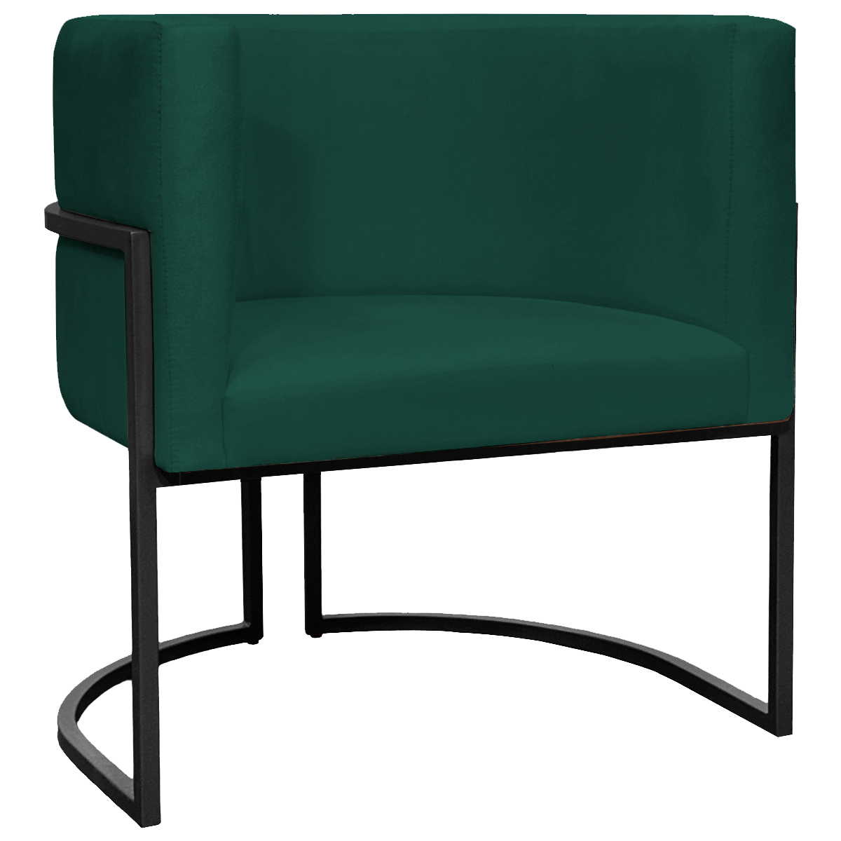 Poltrona Decorativa Para Sala Recepção Manicure Escritório Luna Suede Verde Base de Ferro Preto