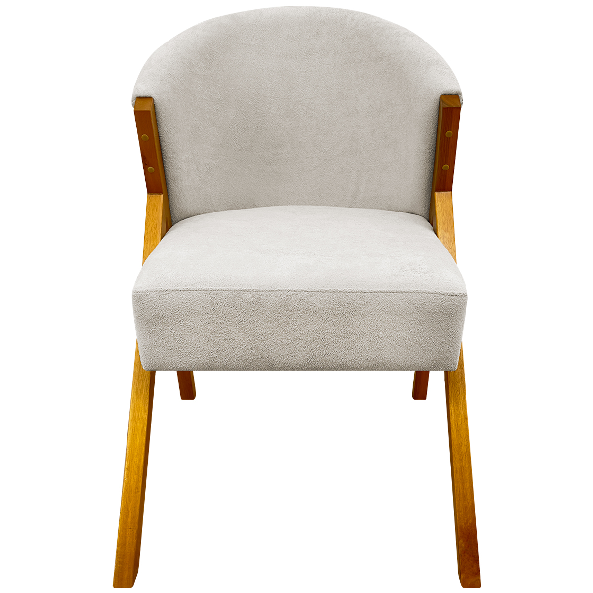 Poltrona Decorativa Para Sala Recepção You Bouclé Premium Bege Braça Amadeirada