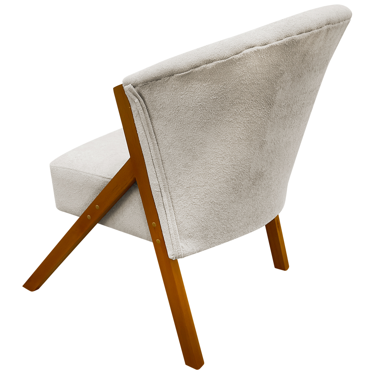 Poltrona Decorativa Para Sala Recepção You Bouclé Premium Bege Braça Amadeirada