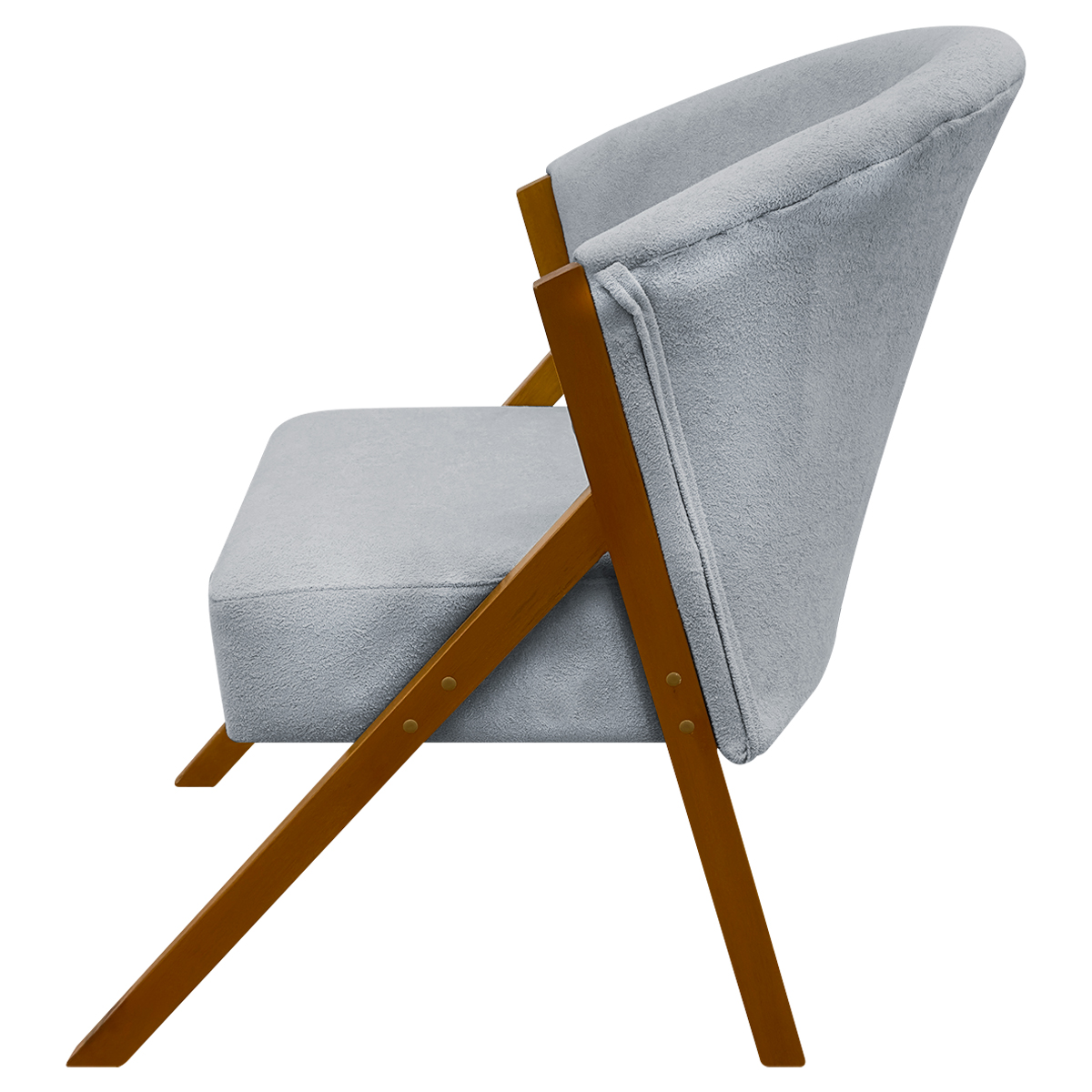 Poltrona Decorativa Para Sala Recepção You Bouclé Premium Cinza Braça Amadeirada
