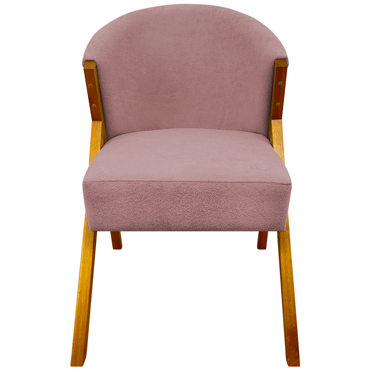 Poltrona Decorativa Para Sala Recepção You Bouclé Premium Rosê Braça Amadeirada
